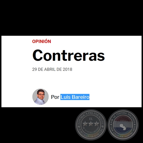 CONTRERAS - Por LUIS BAREIRO - Domingo, 29 de Abril de 2018